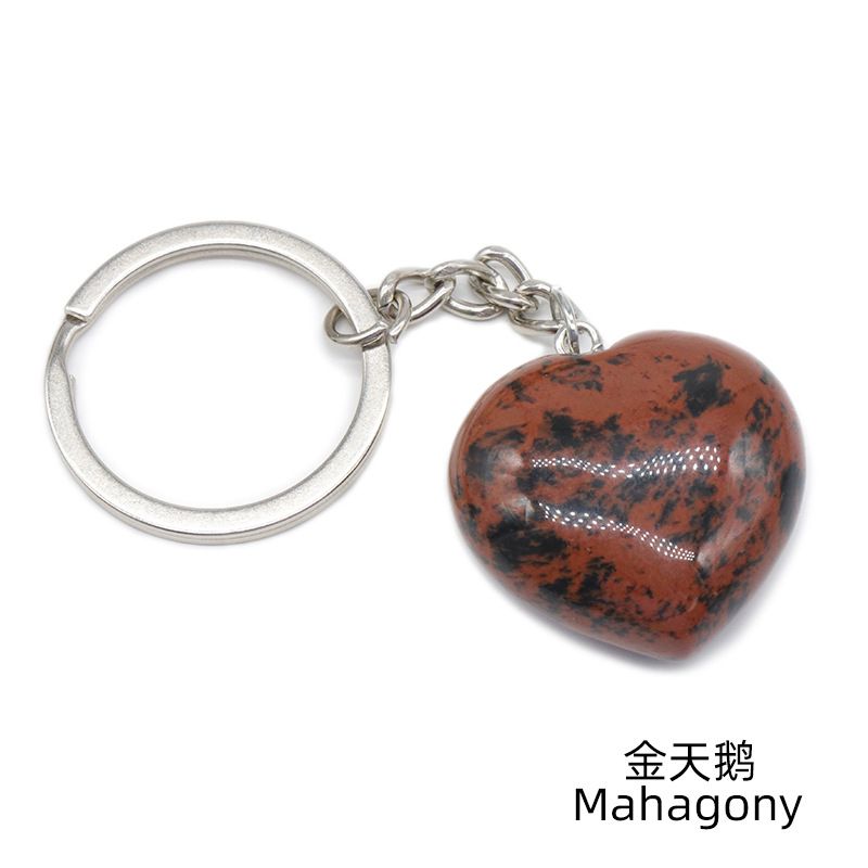 Pedra de ágata de cristal natural 30mm chaveiro do amor, pingente em forma de coração DIY caixa de presente acessórios de jóias