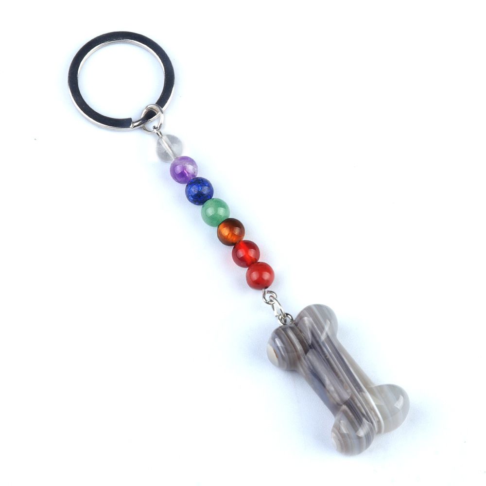 1938-Pedra colorida gravada osso chaveiro cristal natural 35mm pingente de osso DIY pingente de jóias material