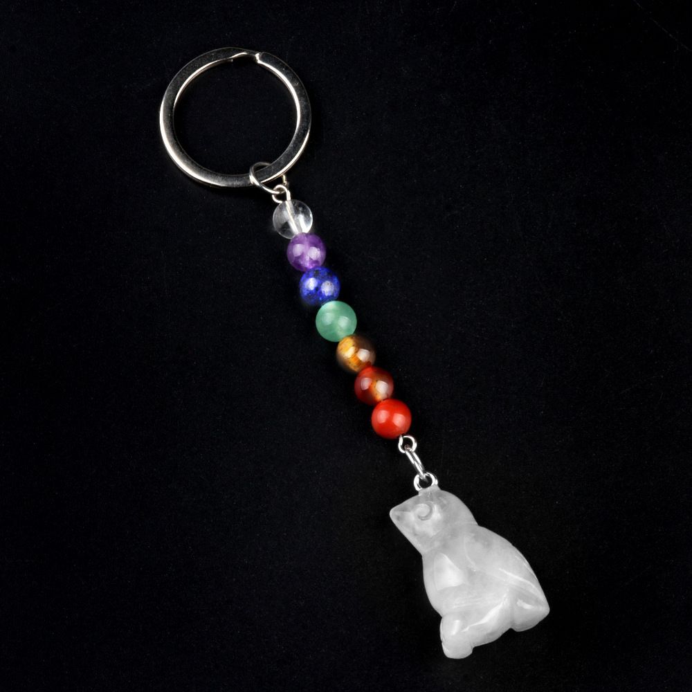1952-Chaveiro de pássaro de pedra de cristal colorido, pingente de jóias de chakra, pingente de chaveiro de animal pequeno
