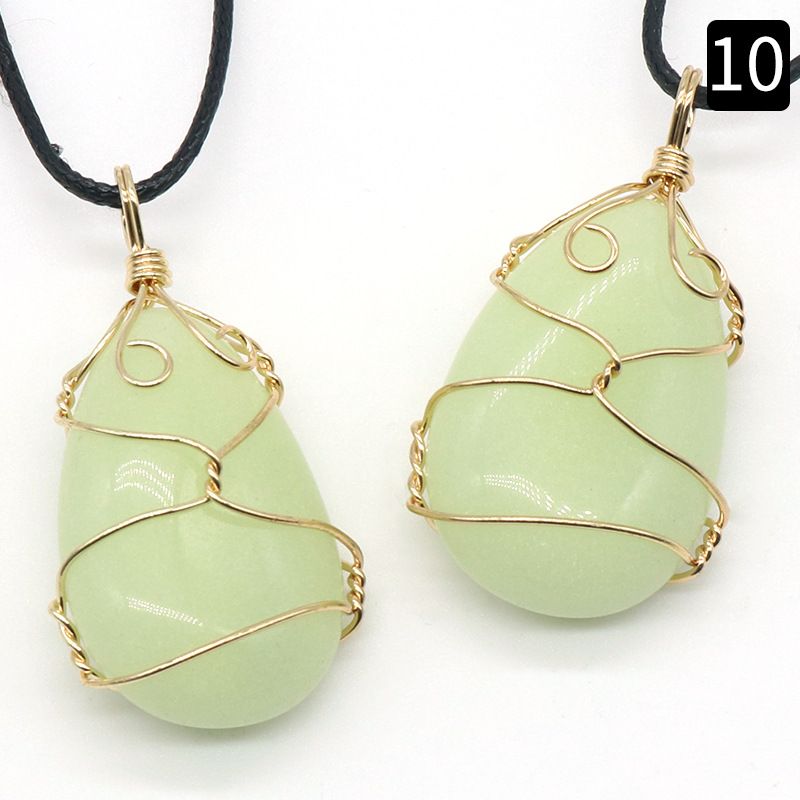 Ágata de cristal natural, pedra semipreciosa, pingente de enrolamento de gota de água, jade Dongling de cristal em pó, colar de pedra olho de tigre.