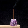2060-Pedra de ágata de cristal natural esculpida base de incenso de flor, inserção de incenso de pedra de aromaterapia de cristal pequeno ornamento