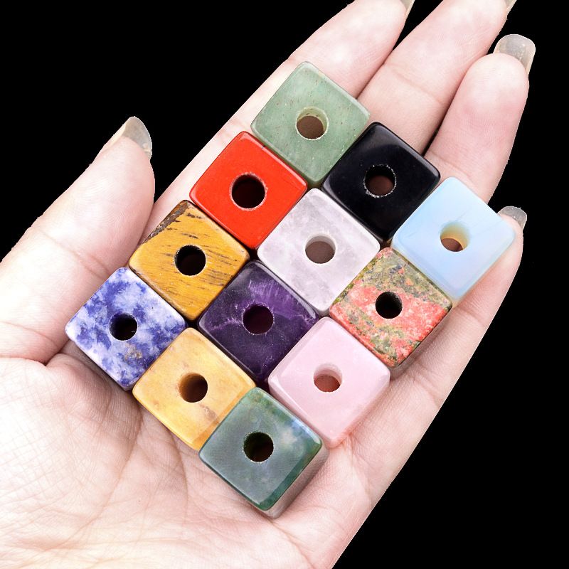 2089-Amethyst ágata pedra semi-preciosa 16mm abertura 5mm quadrado grande buraco contas soltas acessórios de jóias DIY