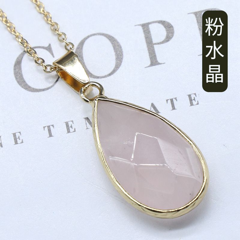 Pingente de bainha de corte de gota de água de jade de ágata de cristal natural, colar de gota de água de lápis-lazúli de cristal de pedra de olho de tigre