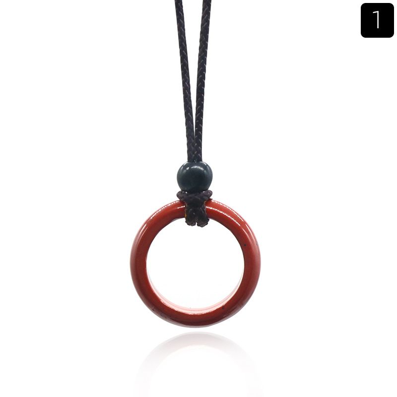 1435-Colar de Anel de Pedra de Cristal Natural Anel de Correr Clavícula Círculo Feminino Colar Simples Jóias