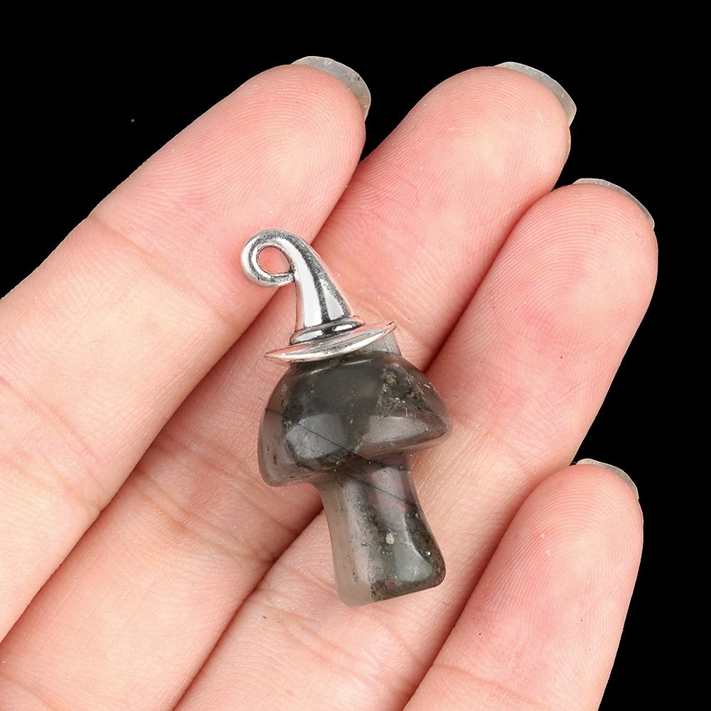 1963-Ágata de cristal natural pedra semipreciosa ametista mágica chapéu de Natal cogumelo pingente acessórios de jóias DIY
