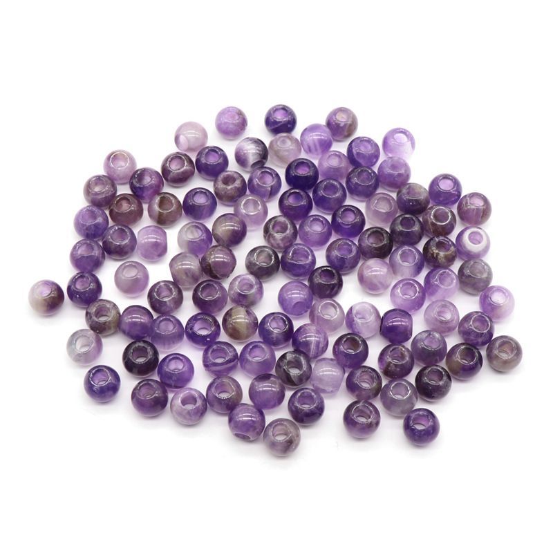 5Mm grande abertura, ametista natural 12mm grande buraco contas redondas contas soltas colar de mão DIY jóias tecido material