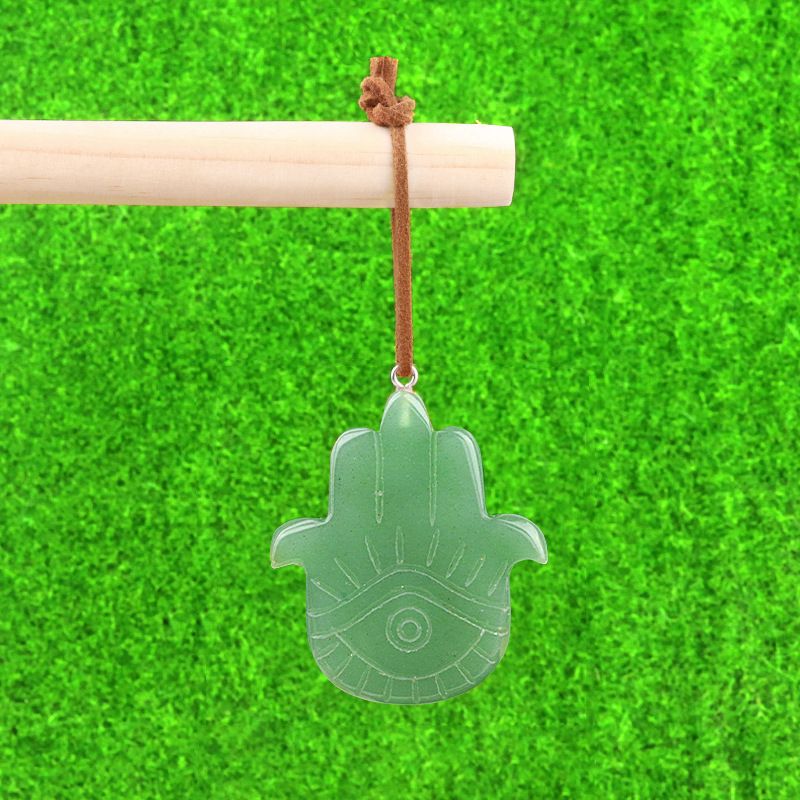 2046-Pingente de mão de Fátima ametista natural, pingente de artesanato de palma de olho de anjo de pedra de ágata