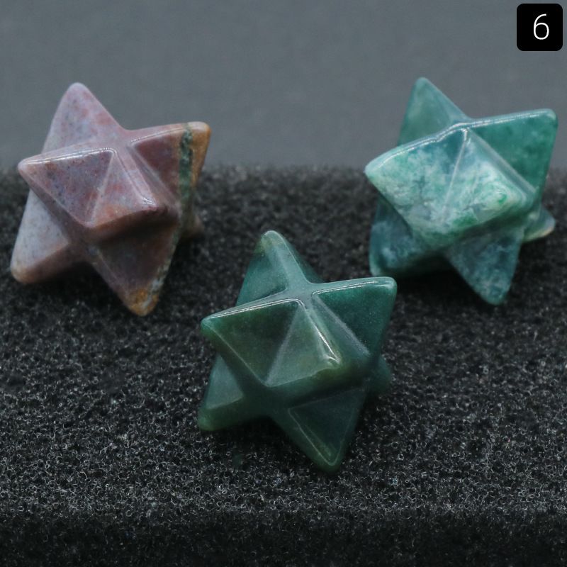 1444-Merkaba estrela de Kaba não porosa, pedra de ágata de cristal natural Merkaba grande hexagrama de satélite