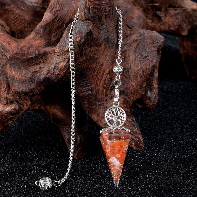 Nova Liga Árvore da Vida Pingente De Resina Pingente De Cristal Meditação Pêndulo De Corrente De Cinto Epóxi Vintage