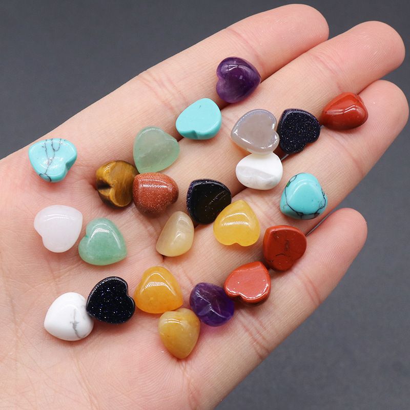 Superfície de anel de amor de 1218-10Mm, forma de coração curvo único de cristal natural, coração de pêssego plano jóias DIY incrustadas com pedra solta