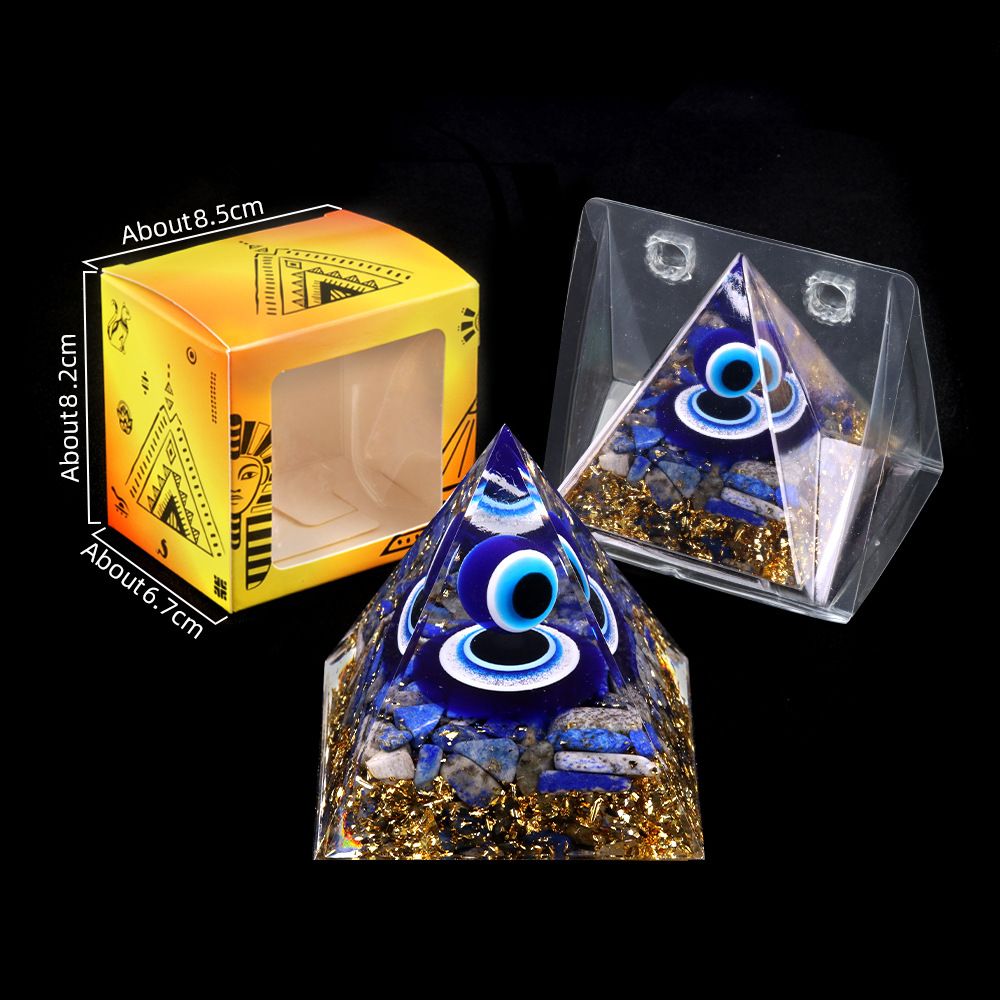 1908M1 Devil 's Eye Lapis 6cm Pyramid, Eye Pyramid Cristal Energia