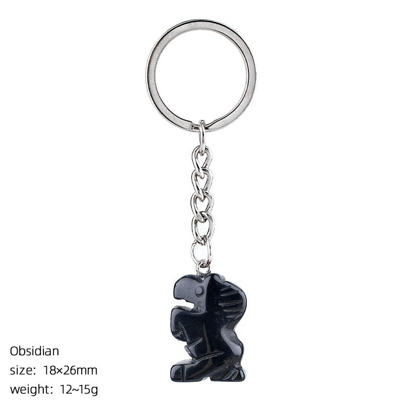 Pônei de cristal natural chaveiro criativo DIY saco acessórios de carro gravado ágata cabeça cavalo pingente
