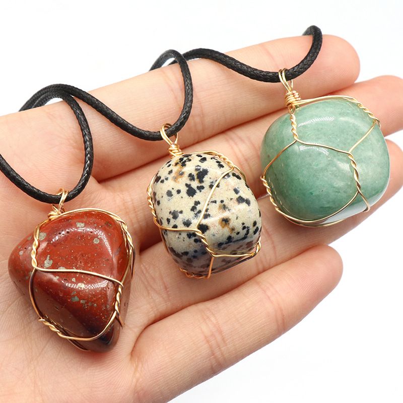 1192-Pingente irregular de enrolamento natural, jade de ágata cristal, acessórios de colar de ametista Dongling verde