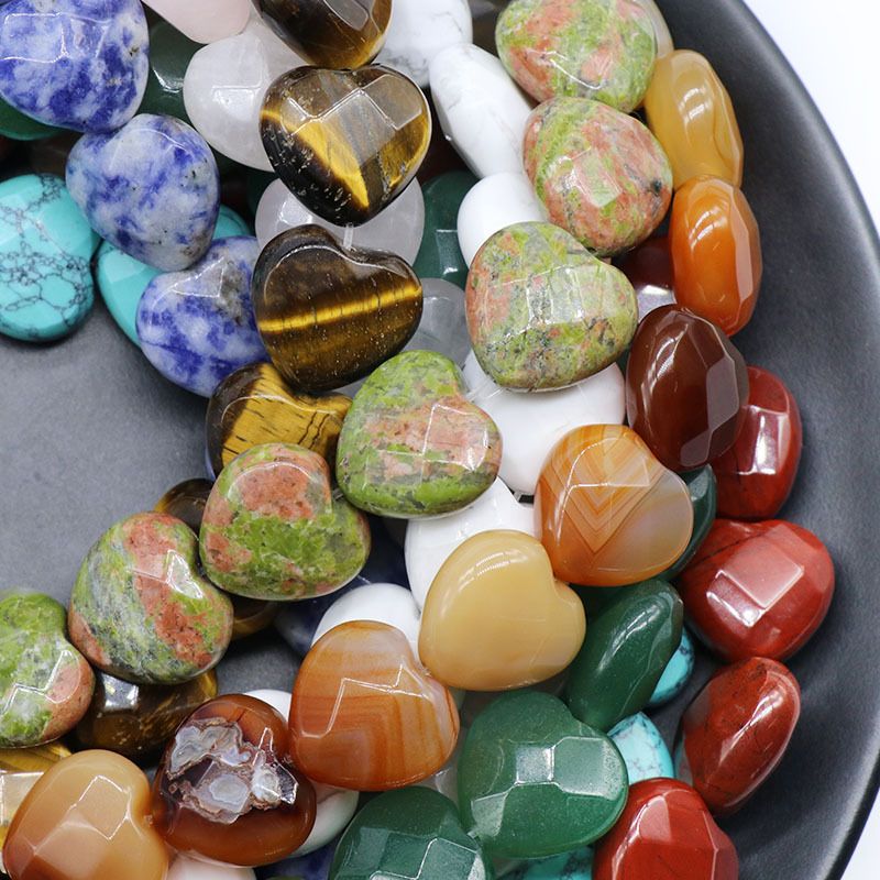 Contas de amor de corte 15Mm, pedras semipreciosas de ágata de cristal contas soltas pulseira DIY colar brincos acessórios de jóias