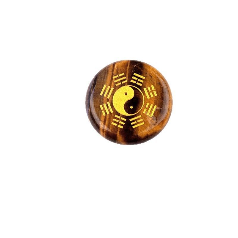2024-25Mm disco de fofoca ágata de ametista natural gravura em pedra semipreciosa Yin taoísta e yang fofoca diagrama de tai chi