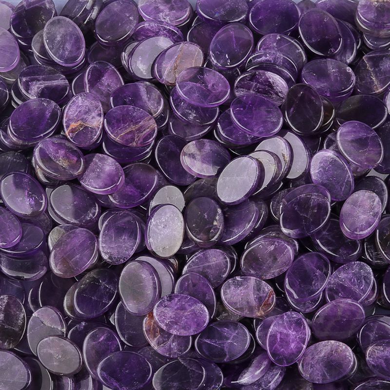 Ametista natural dupla plana oval pedra solta DIY acessórios de jóias incrustados colar material