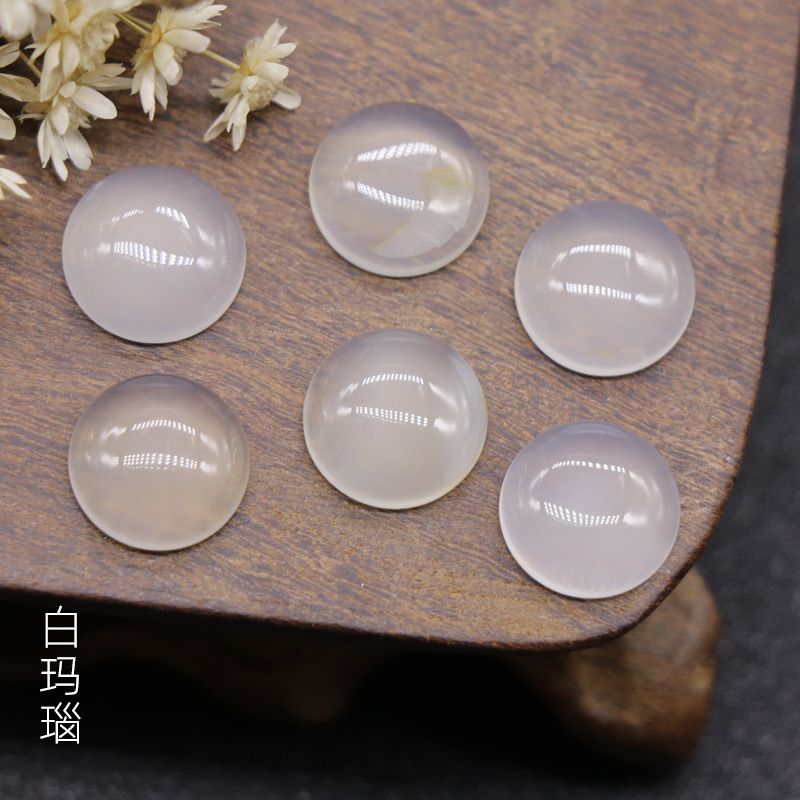 12Mm jade cristal ágata pedra cor tesouro semi-redondo cordão anel rosto tempo gema DIY Japonês Nail Art Acessórios de jóias