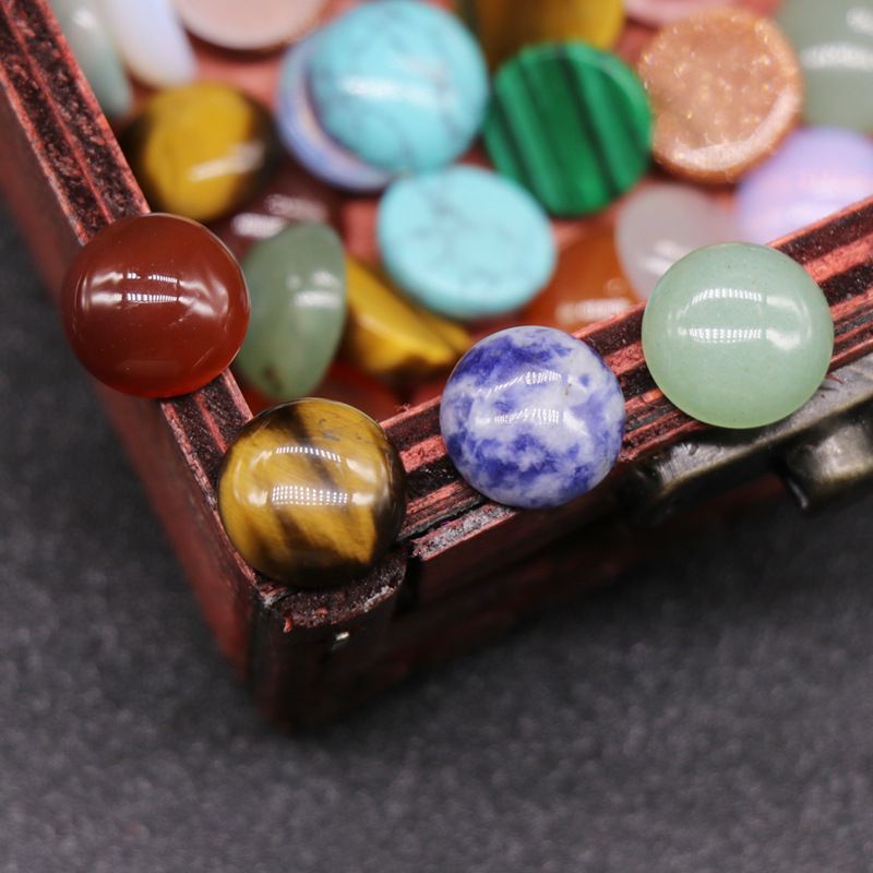 12Mm jade cristal ágata pedra cor tesouro semi-redondo cordão anel rosto tempo gema DIY Japonês Nail Art Acessórios de jóias