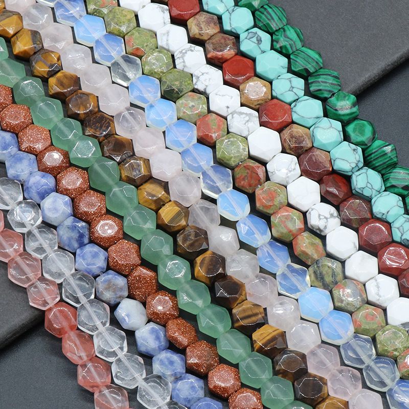 1425-8Mm corte hexágono, pedra de ágata de cristal hexagrama contas soltas DIY pulseira colar material de jóias