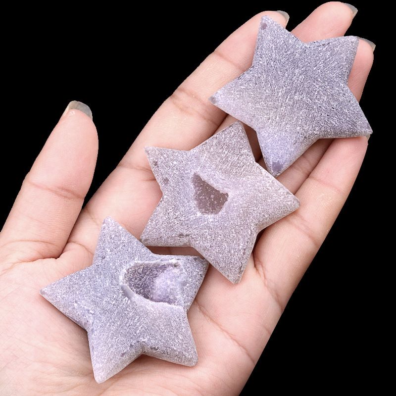 Cristal natural ágata mina buraco estrela lua amor pedra áspera fosco ornamento