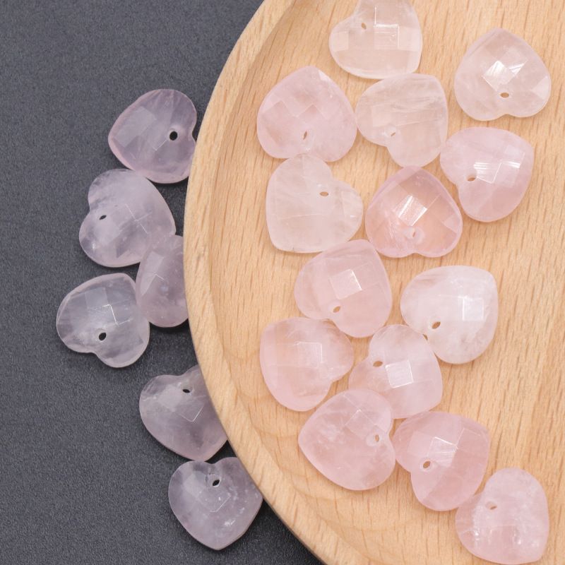 1591 um pingente de amor de corte de 12mm, pedra de cristal natural em forma de coração pulseira DIY acessórios de jóias