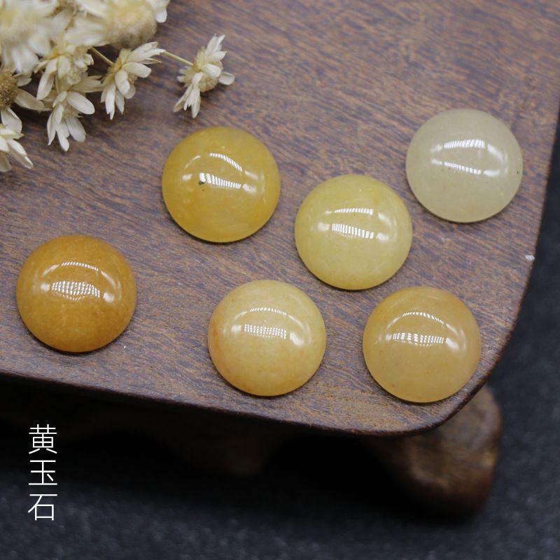 12Mm jade cristal ágata pedra cor tesouro semi-redondo cordão anel rosto tempo gema DIY Japonês Nail Art Acessórios de jóias
