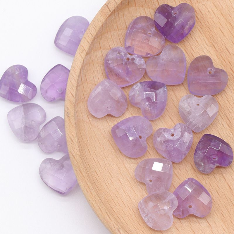 1591 um pingente de amor de corte de 12mm, pedra de cristal natural em forma de coração pulseira DIY acessórios de jóias