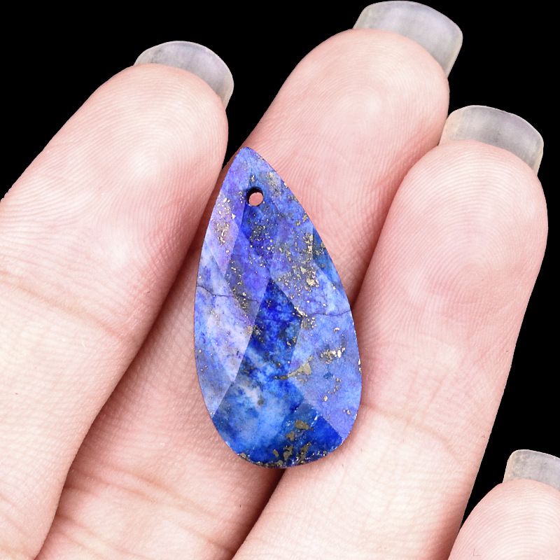 2062-Natural pó cristal ametista gota de água corte rosto DIY colar brincos pingente jóias pingente acessórios