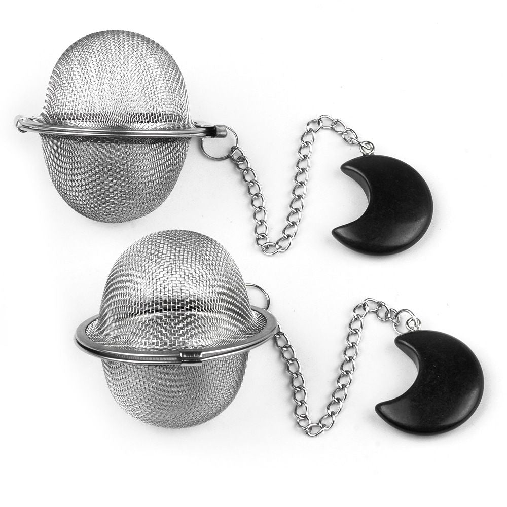 1789-Moon Tea Filter, Natural Crystal Agate Stone 304 Stainless Steel Tea Filter Sopa Hot Pot