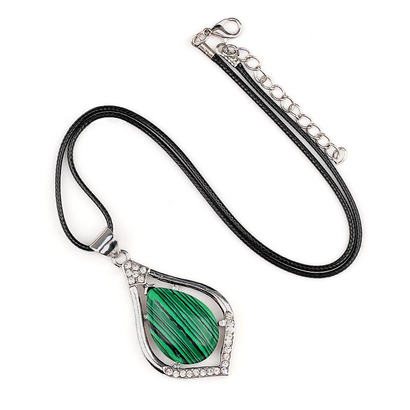 Pingente de gota de água de cabeça de pedra semipreciosa de cristal natural, liga incrustada de pedra preciosa, colar de pingente DIY de concha de abalone.
