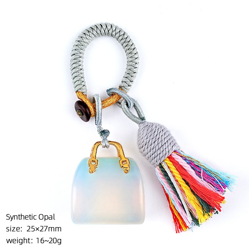 2485 Pedra natural semi-preciosa saco chaveiro criativo mão-tecido carro roupas acessórios cristal ágata pingente