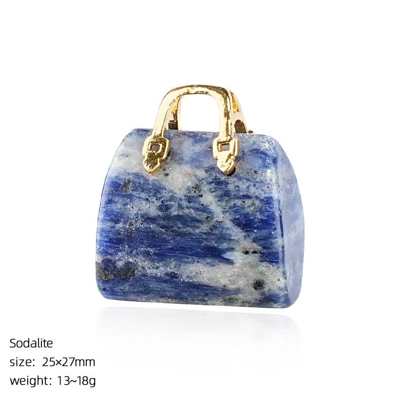 Pingente de saco de ágata de jade natural transfronteiriço paisagismo criativo colar DIY gravura cristal mini bolsa ornamento