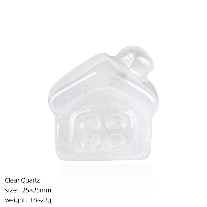 Casa pequena de cristal natural Natal DIY desktop entalhe ornamento Micro paisagem casa de neve de pedra natural