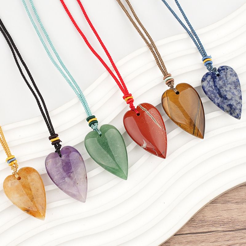 Cristal natural amor ágata pêssego coração colar coração pingente DIY jóias pingente mercadoria cênica