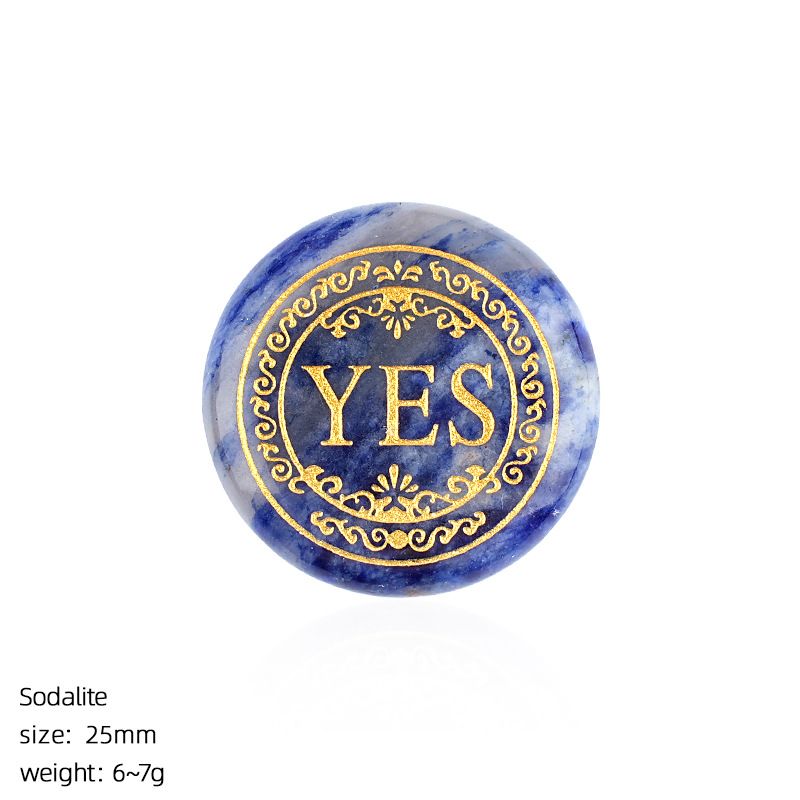 25Mm cristal natural decisão pedra transfronteiriça Europeia e americana sim / não duas opções uma dupla face letras redondas ágata escolha pedra