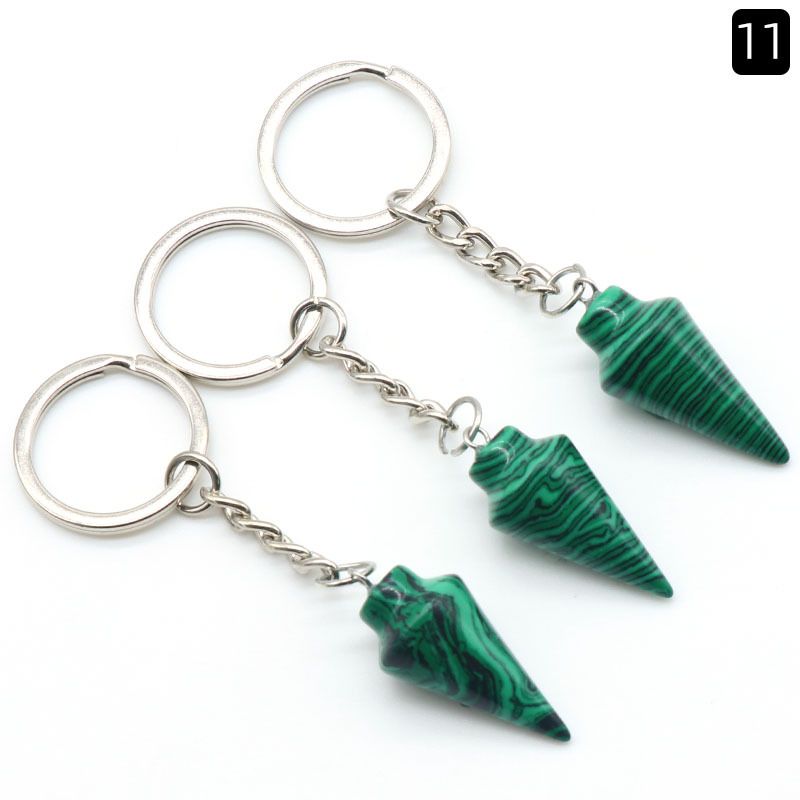 1353-Cristal de cristal de pedra de cristal natural cone chaveiro saco pingente de jóias pingente