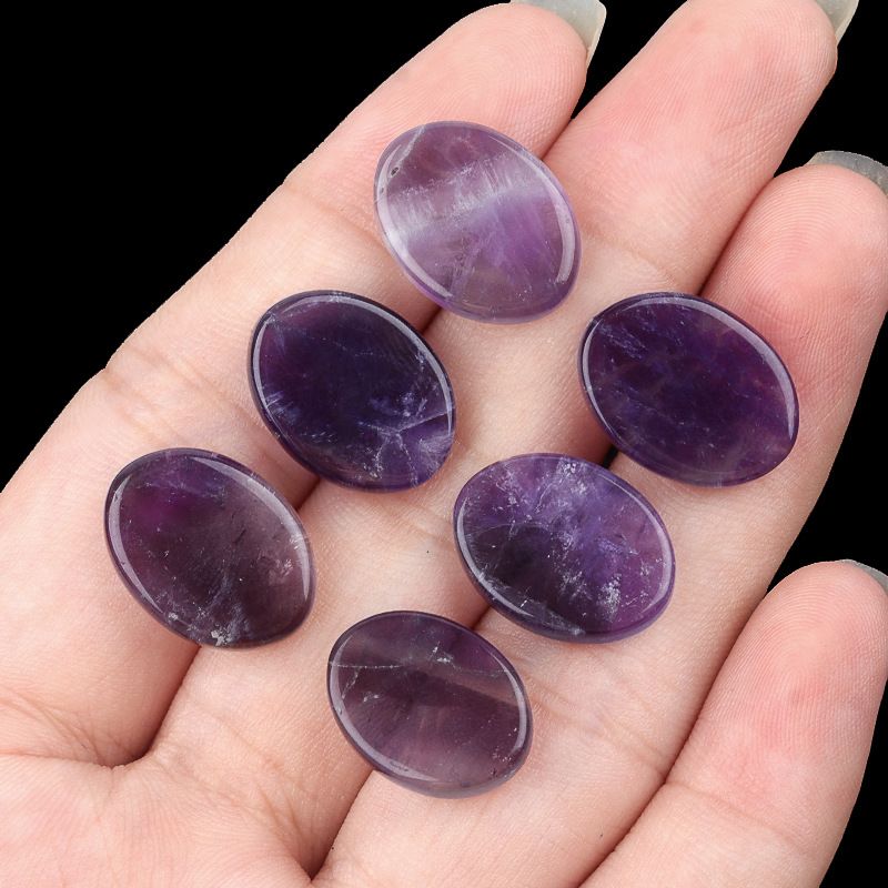 Ametista natural dupla plana oval pedra solta DIY acessórios de jóias incrustados colar material