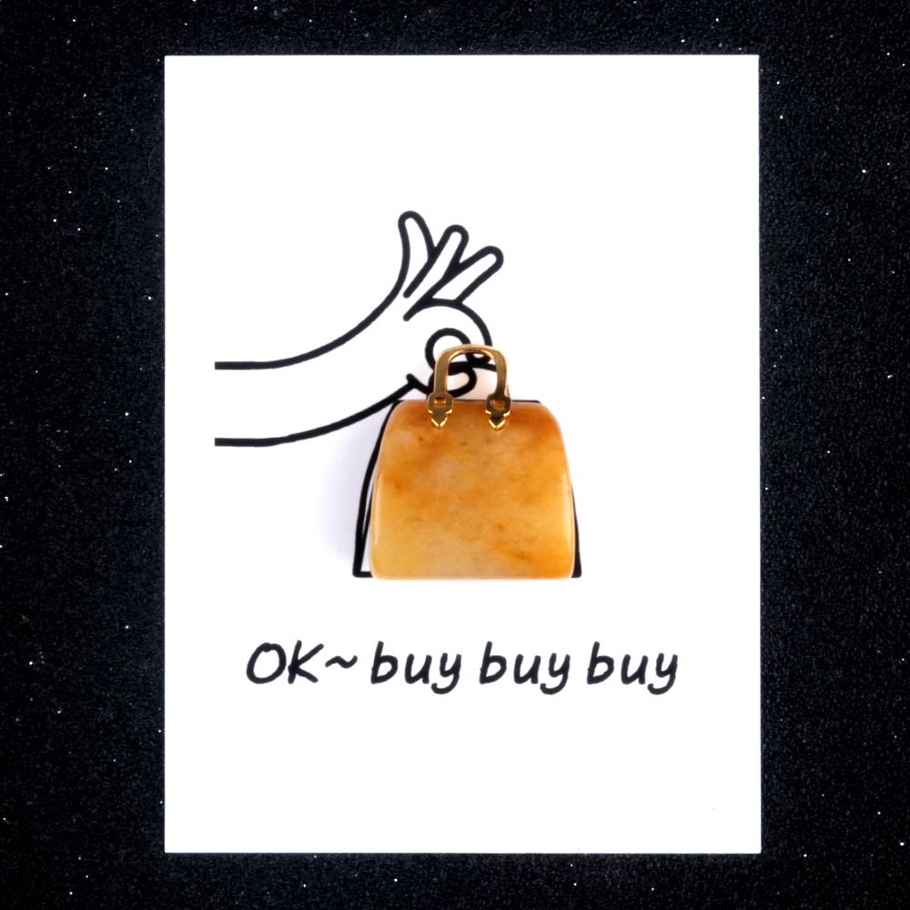 1801-Card Series Natural Crystal Agate 28mm Bag Cartão criativo divertido