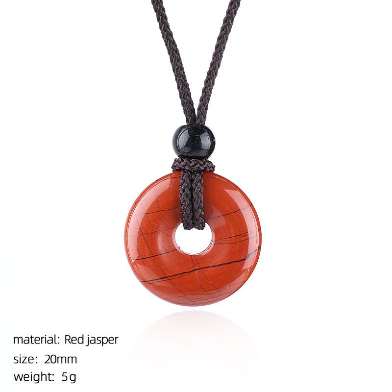 Colar de fivela de segurança de ágata de cristal 20Mm Nova pedra natural chinesa gravada em volta de ágata pingente de fivela de segurança nostálgica