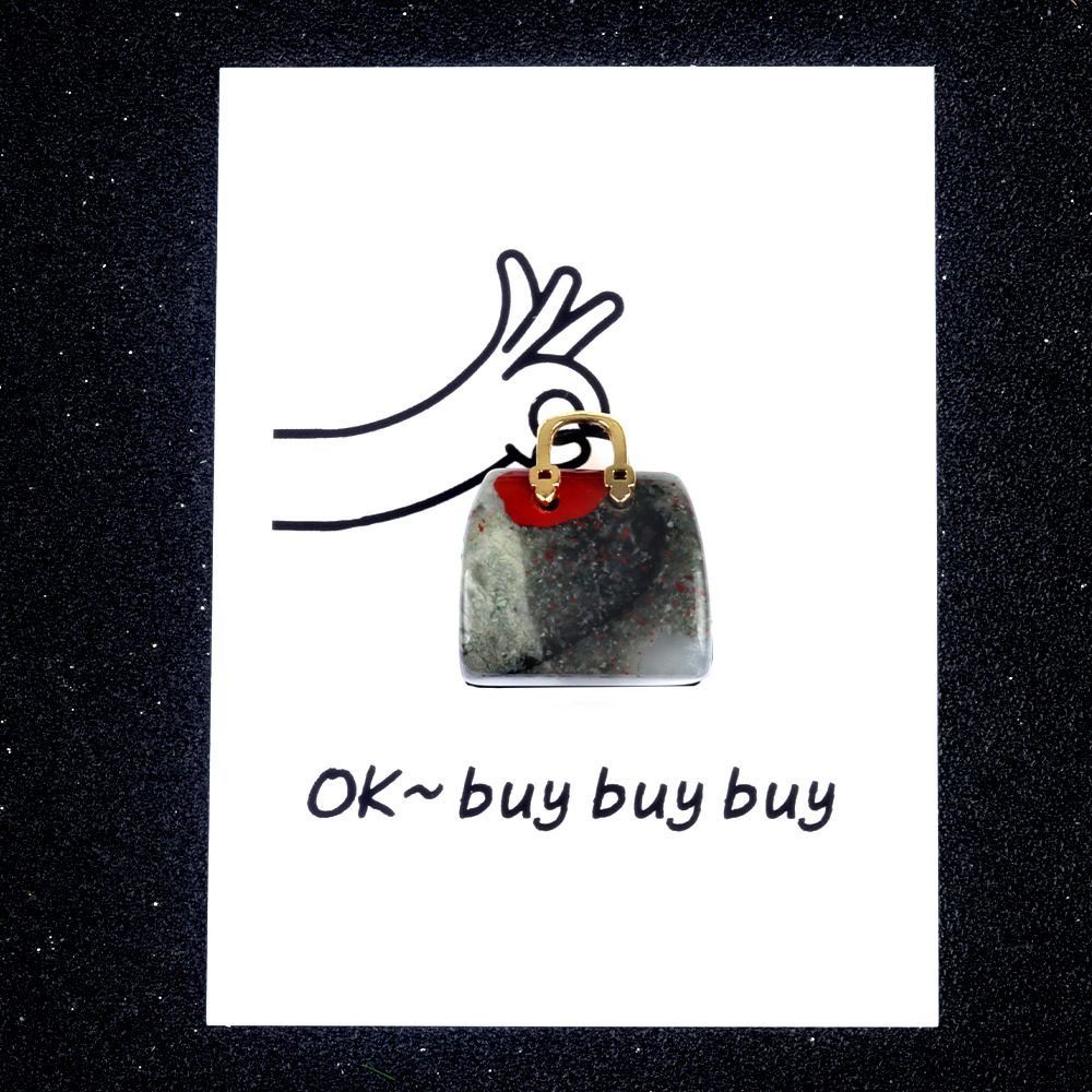 1801-Card Series Natural Crystal Agate 28mm Bag Cartão criativo divertido