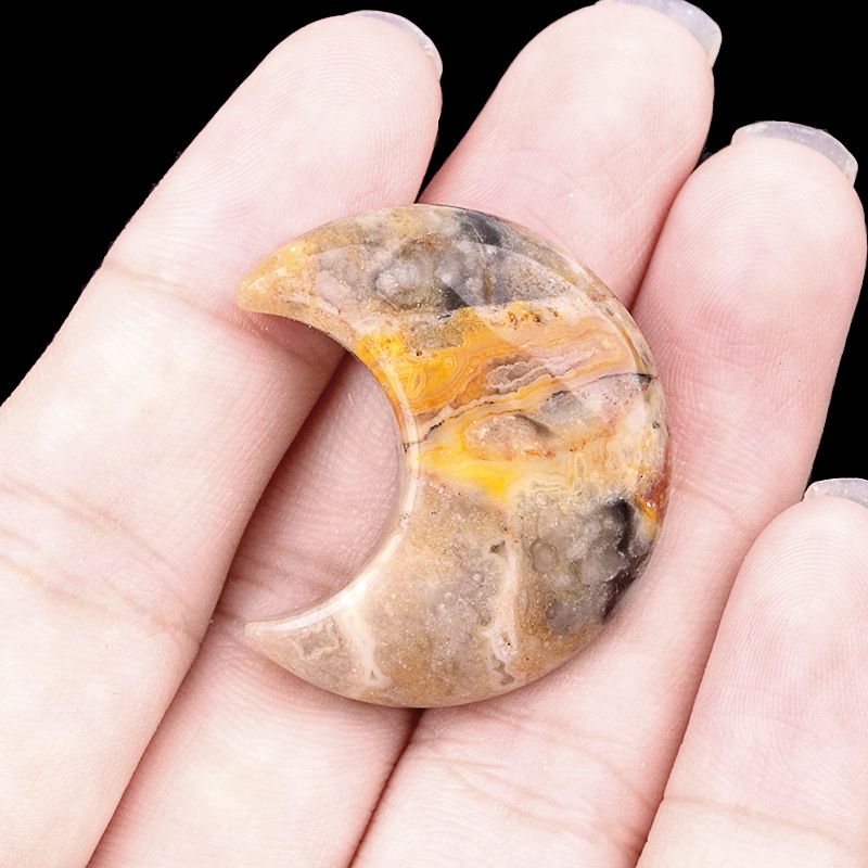 1602-30Mm lua, forma crescente de pedra de ágata de cristal natural DIY lua não porosa acessórios material