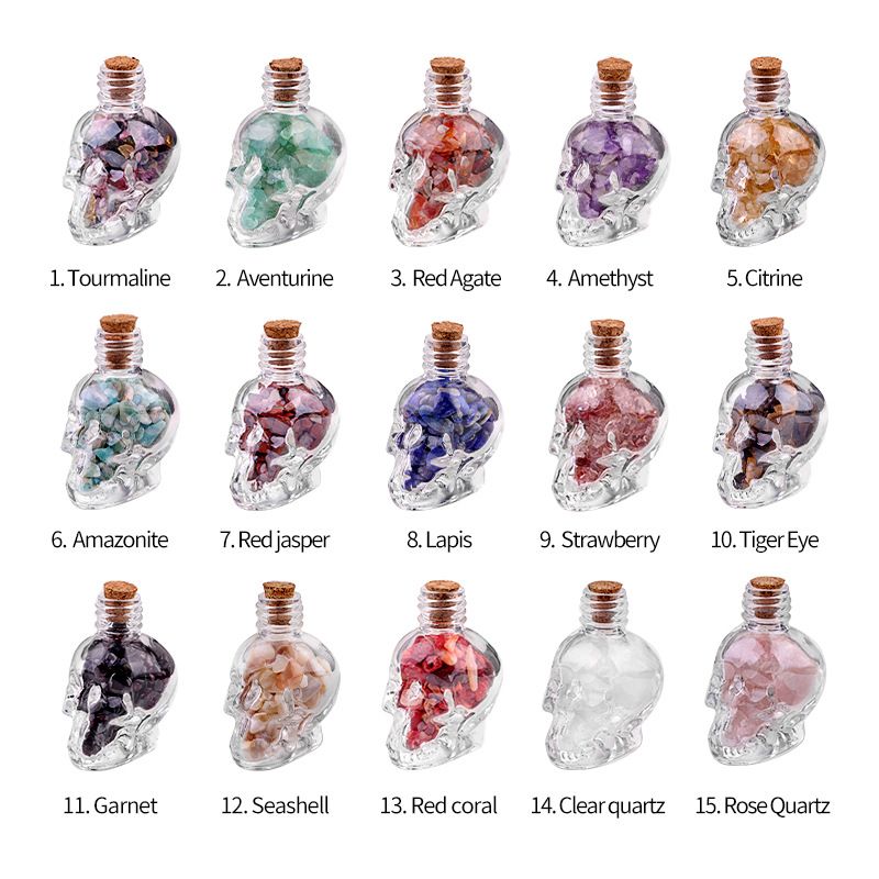 694-Ametista Crânio Garrafado Gravel Agate Stone Halloween Agate Creative Home ornamento de mesa