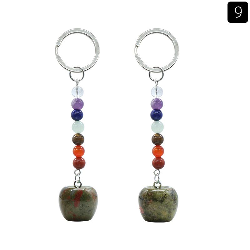 1478-Pequeno Chaveiro de Maçã Cristal Natural Pedra Colorida Pingente De Maçã De 20mm, Decoração De Véspera De Natal