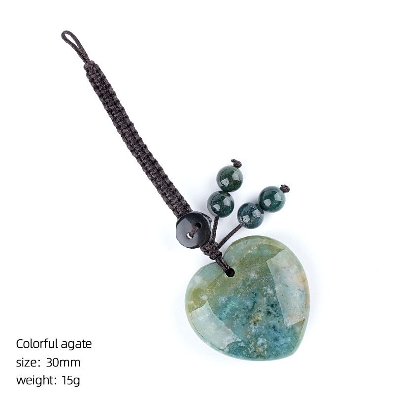 Pingente de cristal natural do amor do chaveiro tecido 30mm coração em forma de pedra natural amor bonito saco pingente