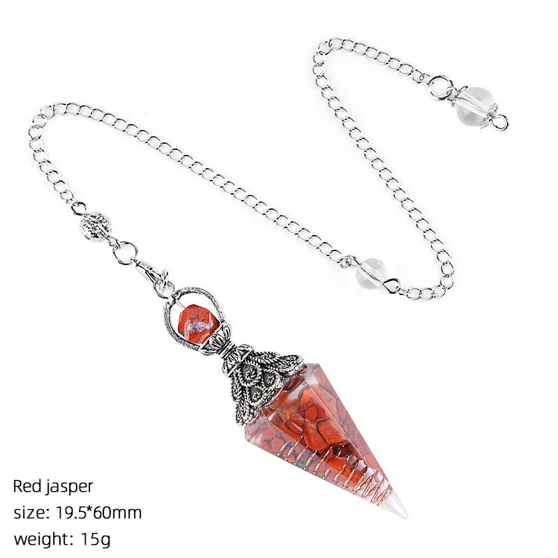 Hot Selling Cristal Natural Pêndulo Receptáculo de Prata Antiga Cone Hexagonal Ponta Única Yoga Meditação Resina de Freqüência Ajustável Pêndulo