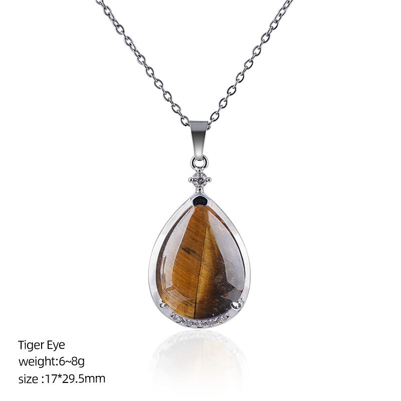 Pingente de gota de água de cristal natural popular com corrente de clavícula incrustada de cobre diamante colar de gota de água de ametista natural
