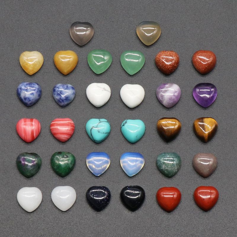 Superfície de anel de amor de 1218-10Mm, forma de coração curvo único de cristal natural, coração de pêssego plano jóias DIY incrustadas com pedra solta