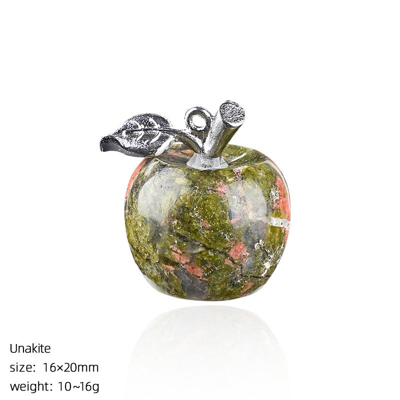 Maçã de cristal natural de 20Mm, colar artesanal de presente de Natal de véspera de Natal, pingente de maçã pequena de pedra natural.
