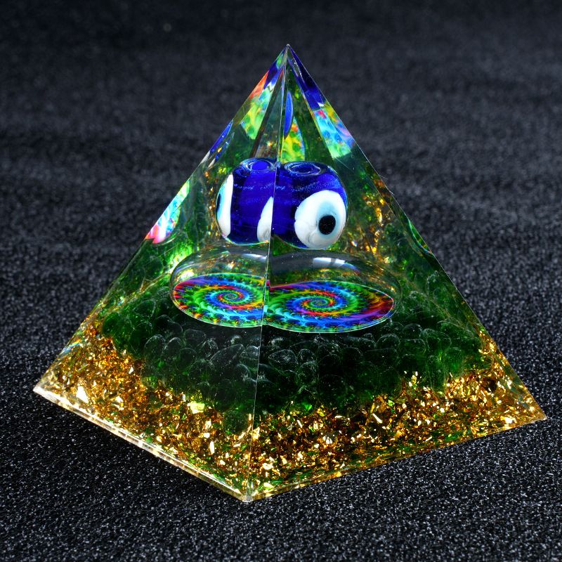 2376 Olhos Azuis Cristal Artificial Pirâmide De 6cm Casa Artesanato Resina Ornamento De Mesa Amazônia