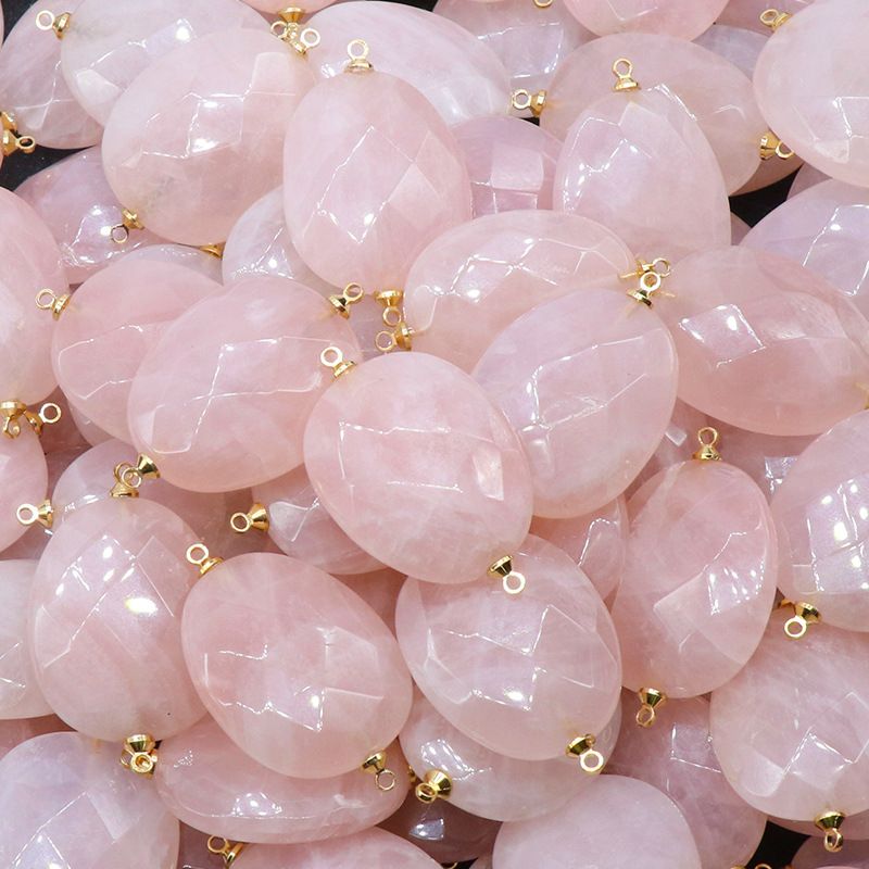 Pingente de furo duplo de corte de cristal rosa 38 * 24mmdiy pulseira colar brincos acessórios de jóias material